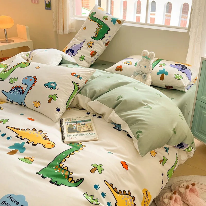 1Pcs 100% Cotton Printed Duvet Cover Cartoon Pattern Skin Friendly Breathable Comforter Cover Bedclothes