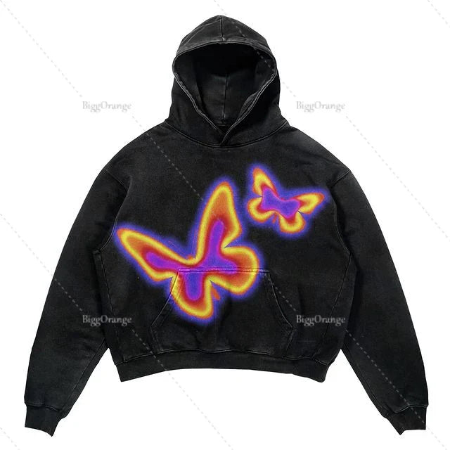Punk Wind Ninja Printed Long-sleeved Hoodies Couples Hip-hop Street Y2k Street Loose Oversized Hoodies Harajuku Goth Top