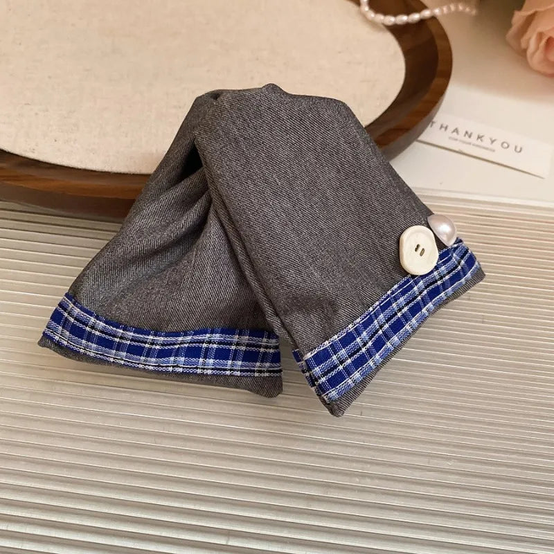 Korean Fabric Plaid Triangular Hair Claw Clips