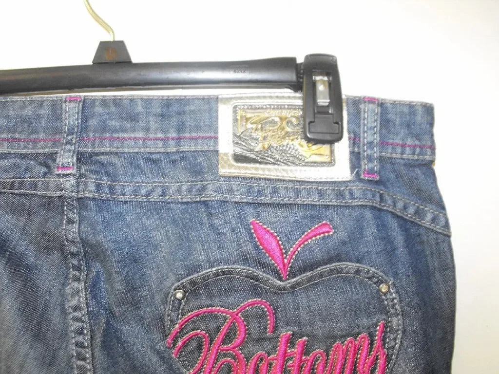 American Apple Jeans Y2K Clothes Harajuku Gothic Hip Hop Letter Pocket Embroidery Baggy Jeans High Waist Slim Fit Trousers