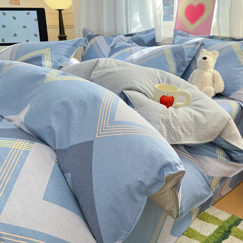 100% Cotton Printed Duvet Cover Single Piece Fresh Style Bedding Cover Soft Breathable Quilt Cover
