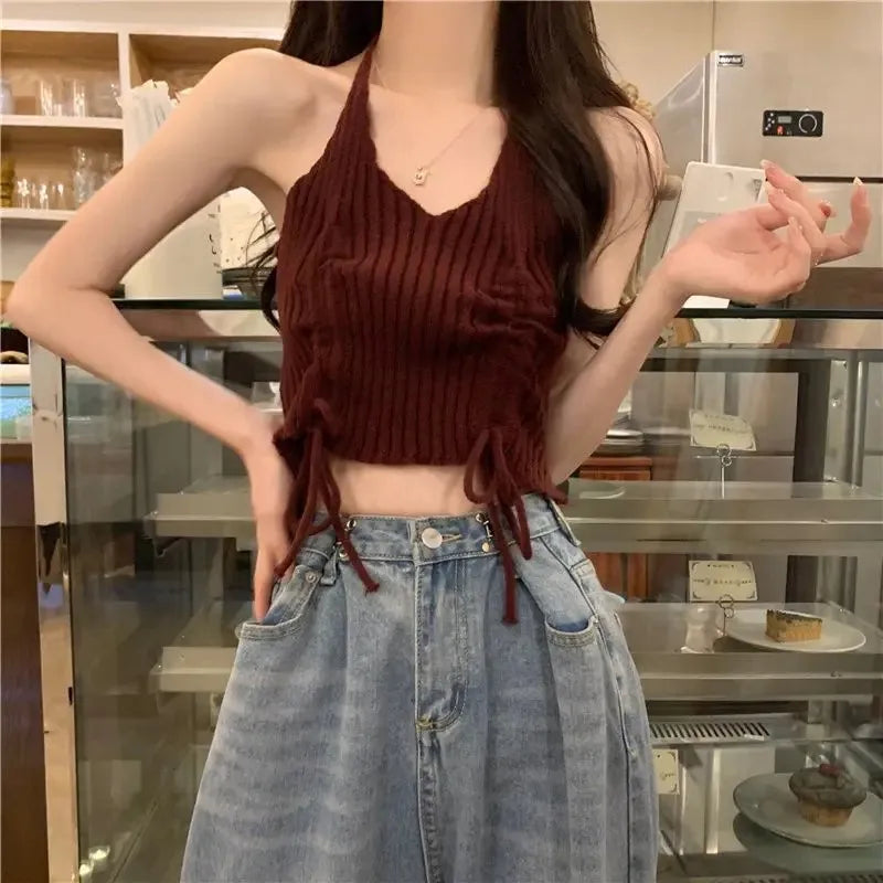 Vintage Denim Skirt Matching Set Elegant Loose Hollow Knitted Shirt+Split Dress Two Piece Suit