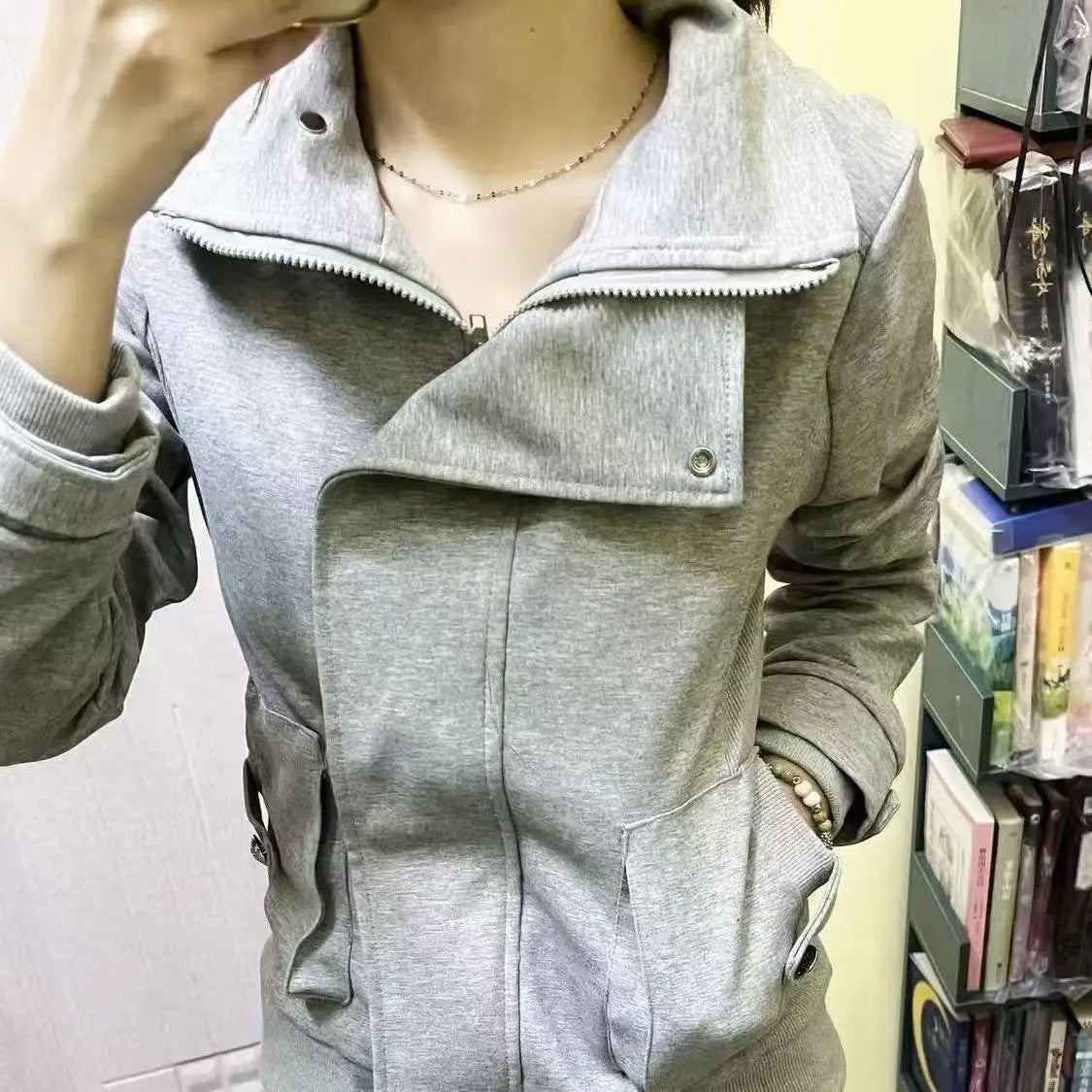 American Girl Subculture Retro Gray Sweatshirt Vintage Hooded Sweatshirt Spring