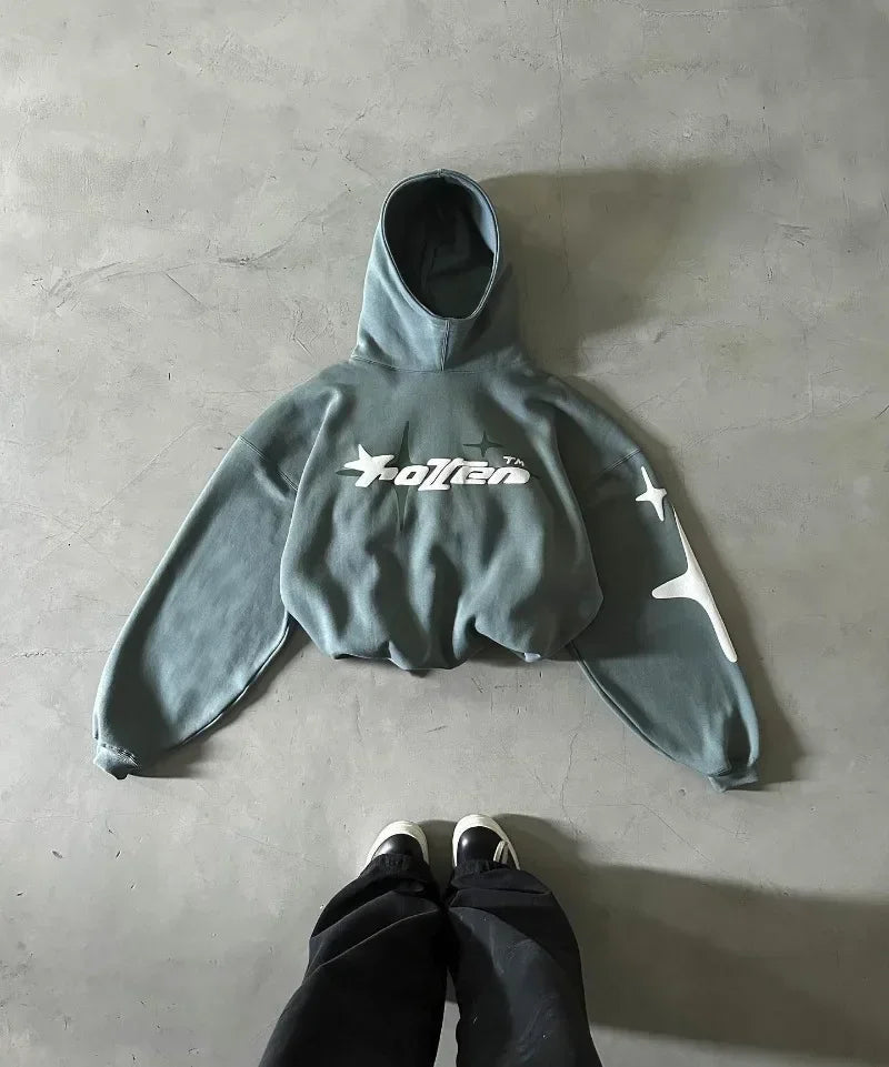 Retro Gothic Hoodie American High Street TrendY2k Harajuku Loose