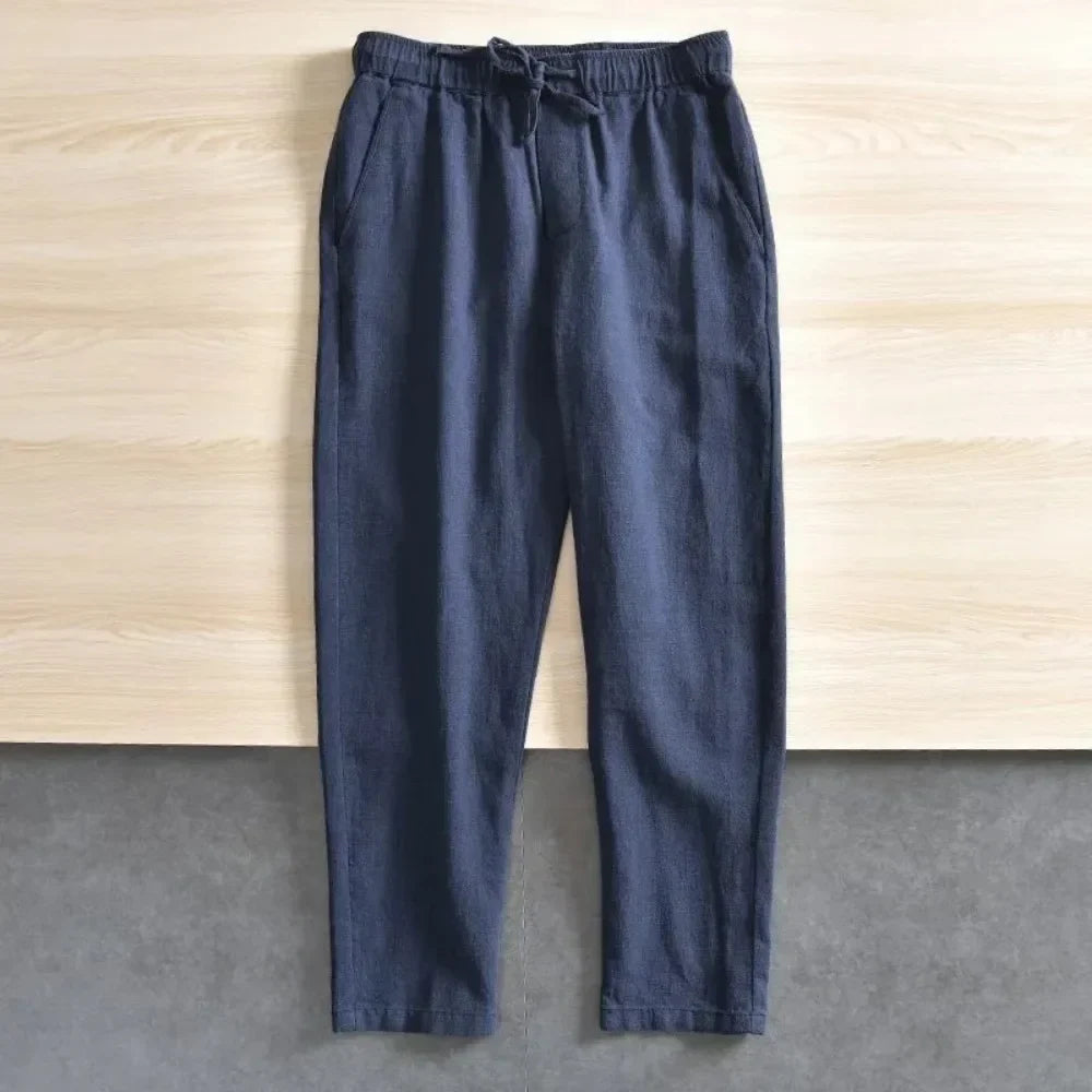 Cotton Linen Casual Pants Baggy Streetwear Joggers Sports Trousers Solid Color Long Straight Trendy Pants