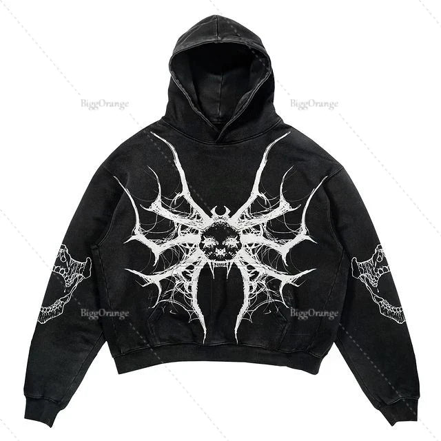 Punk Wind Ninja Printed Long-sleeved Hoodies Couples Hip-hop Street Y2k Street Loose Oversized Hoodies Harajuku Goth Top