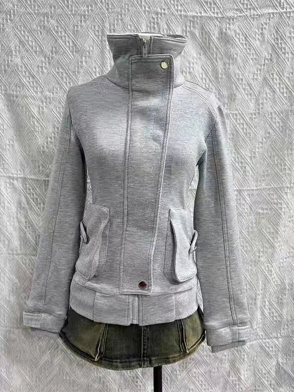 American Girl Subculture Retro Gray Sweatshirt Vintage Hooded Sweatshirt Spring