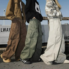 Big Pocket Cargo Pants Loose Straight Wide Leg Trousers Baggy Outdoor Workwear Pants Man Hip Hop Sweatpants
