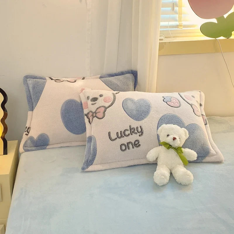 2pcs Fluffy Plush Pillowcase
