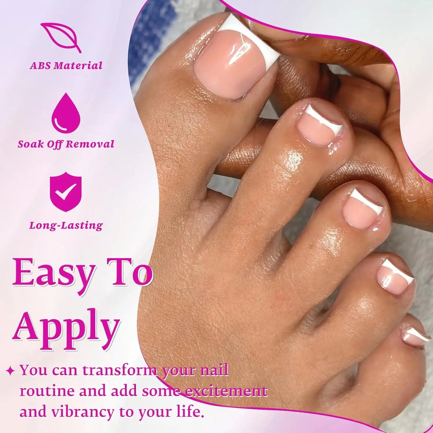 120pcs/Box 9 Styles French Fake Press On Toenails Short Square Nude Pink French Glossy False Toe Nail Full Cover Toe Tips