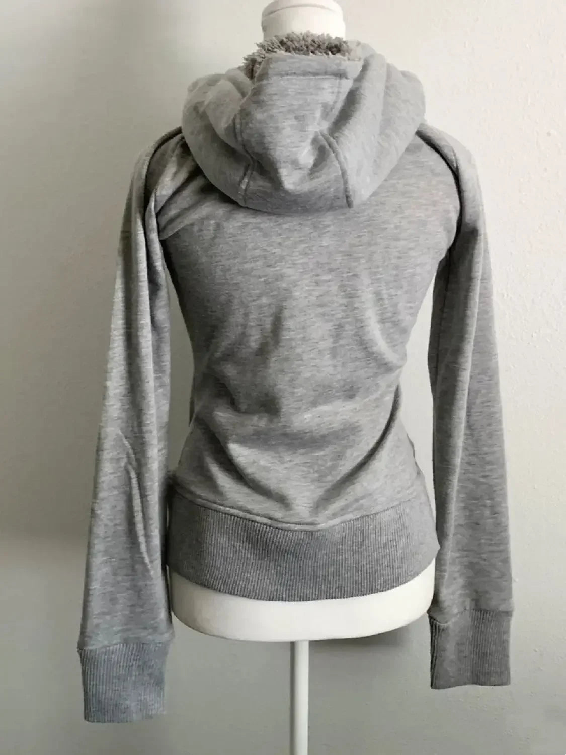 Y2k Retro Grey Wool Vintage Hooded Sweatshirt Cardigan Ladies Spring
