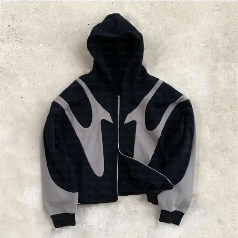 Harajuku Street Hip Hop Cross Hoodies Splicing Zipper Sweatshirt Hoodie y2k Harajuku Gothic Coat Hoodie Female