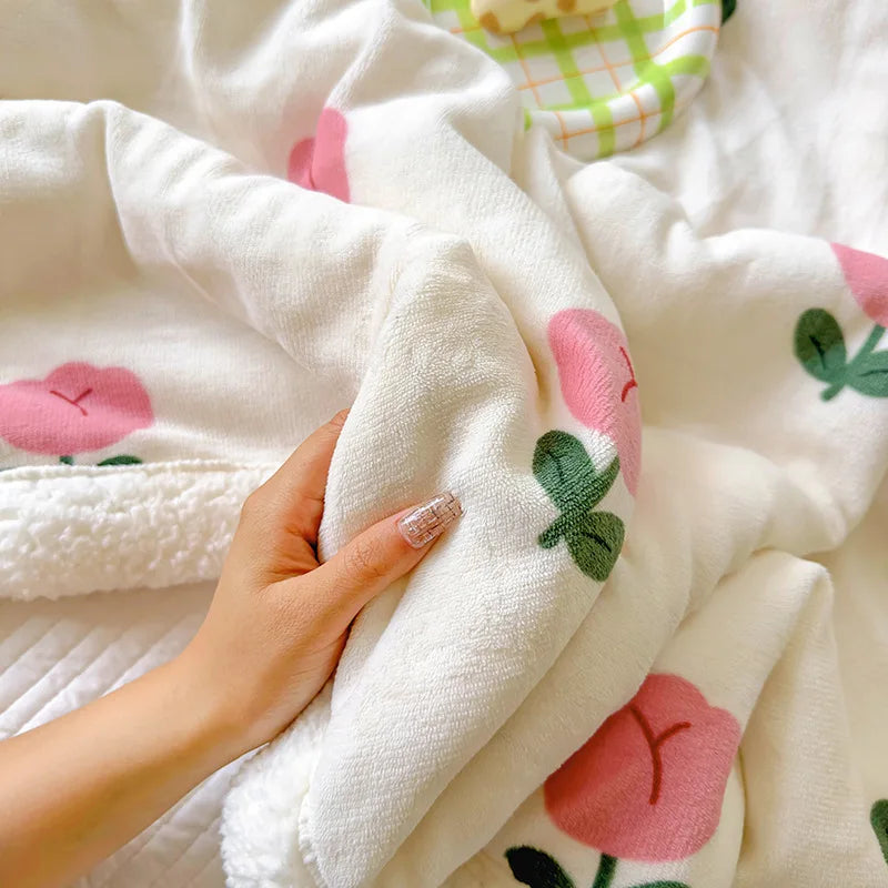 Cartoon Printed Lamb Wool Blanket Thick