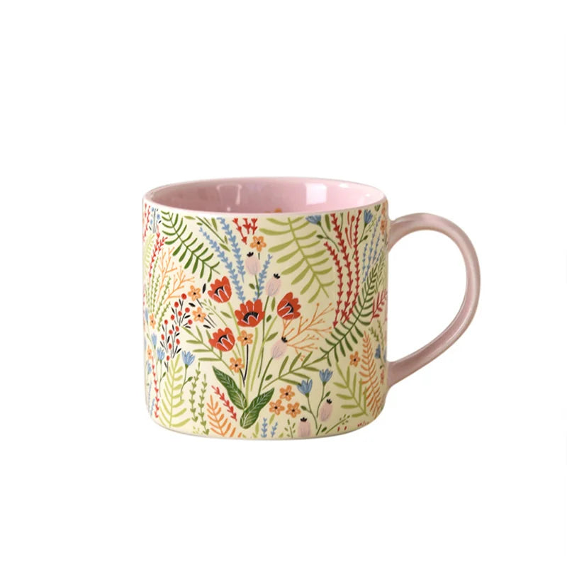 Pink creative hand-painted ceramic coffee cup