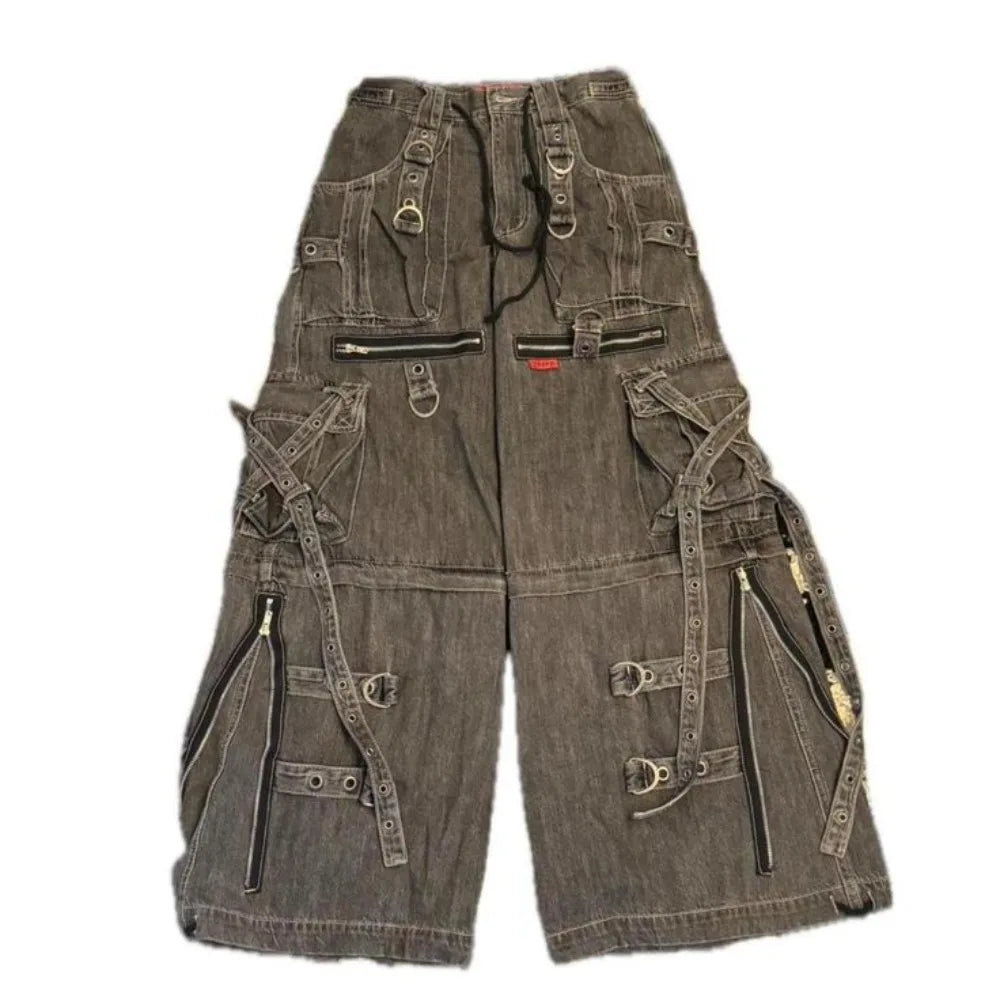 Trend Washing Heavy Industry Loose Jeans Street Y2K Hip-hop Oversized Wide-leg Pants Unisex Mopping Jeans
