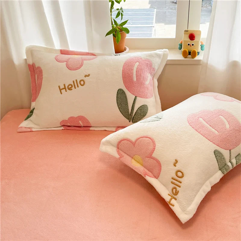 2pcs Fluffy Plush Pillowcase