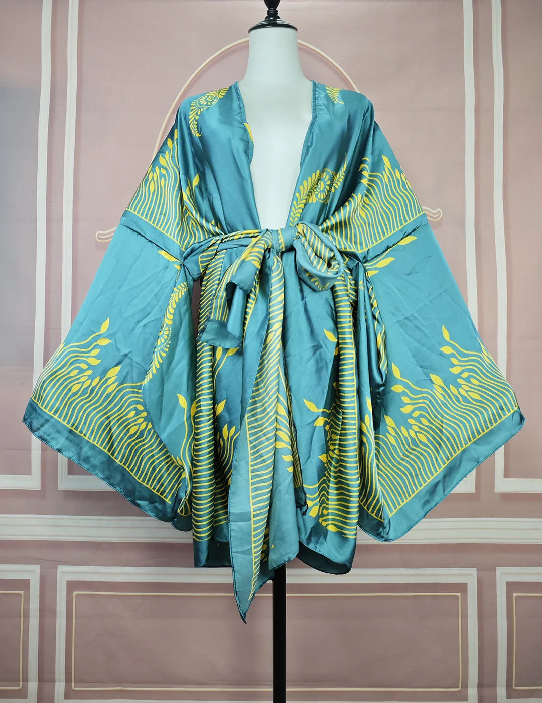 Elegant Floral Lady Beach Bikini Mini Kimonos Plus Size African Swimwear Loose Cardigans Clothes