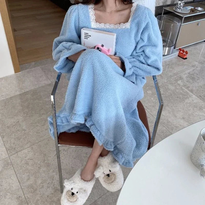 Nightgowns Leisure Solid Sweet Princess Style Ulzzang Lace Solid Chic Sleepshirts Lovely Soft Home Wear Nighty