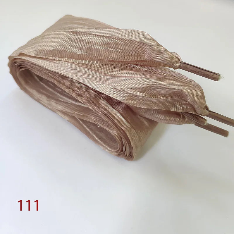 5cm Widened Butterfly Bow Ruffled Yarn Shoelaces Flat Silk Big Bow Wide Laces Trend Beauty White Casual Shoes Laces Dropship