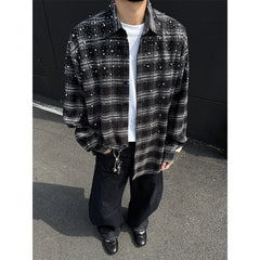 Starry Shirt long sleeve shirts grid loose Stage performance costumes Star shirt