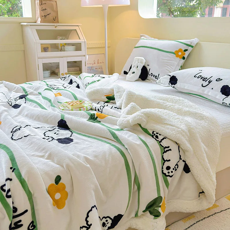 Cartoon Printed Lamb Wool Blanket Thick