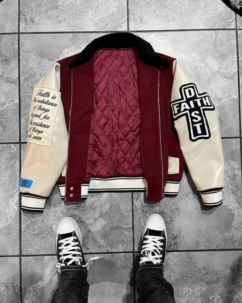 American Oversize Letter Embroidery Flocking Baggy Couple Baseball Uniform Jacket Y2K Punk Gothic Top
