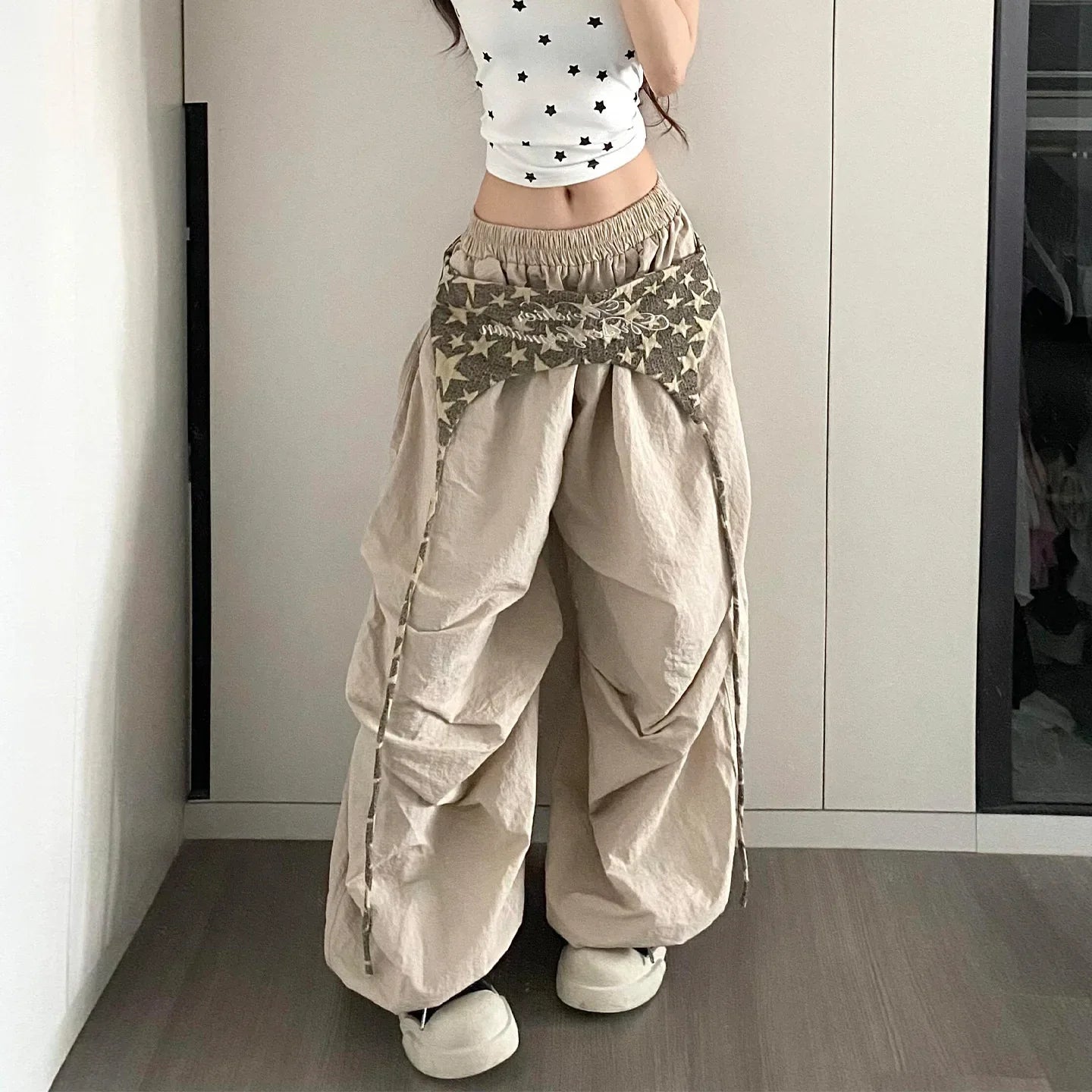 Designer Layering Cargo Pants Lightweight Quick-Dry Jazz Dance Trousers Baggy Paratrooper Streetwear Wide Leg Pants