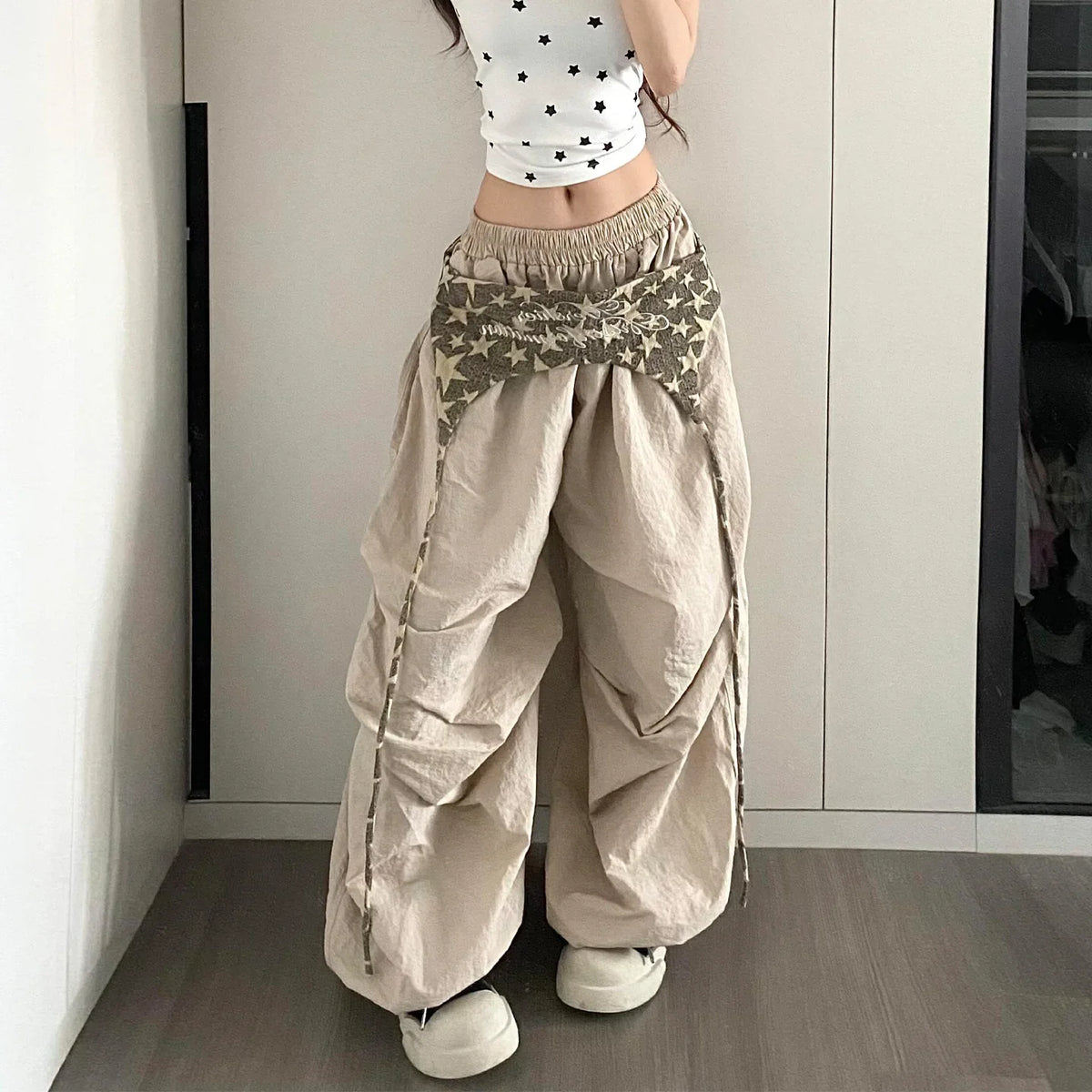 Designer Layering Cargo Pants Lightweight Quick-Dry Jazz Dance Trousers Baggy Paratrooper Streetwear Wide Leg Pants