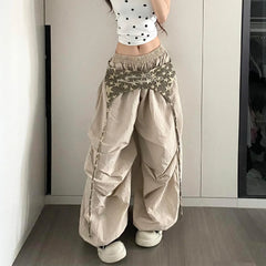Designer Layering Cargo Pants Lightweight Quick-Dry Jazz Dance Trousers Baggy Paratrooper Streetwear Wide Leg Pants