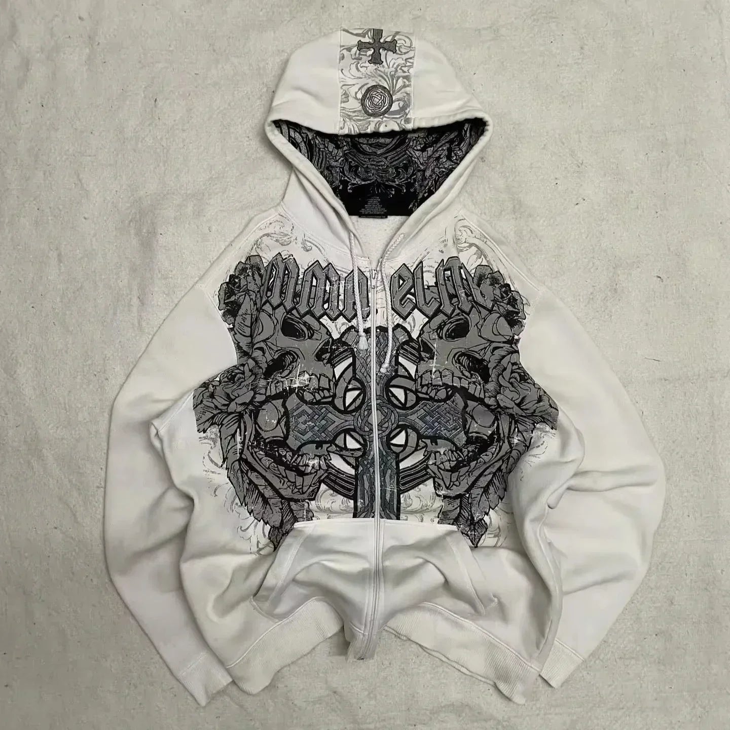 Korean Simple Blue Double-Sided Oversized Zipper Hoodie Y2K Harajuku Gothic Casual Joker Couple Street Wear