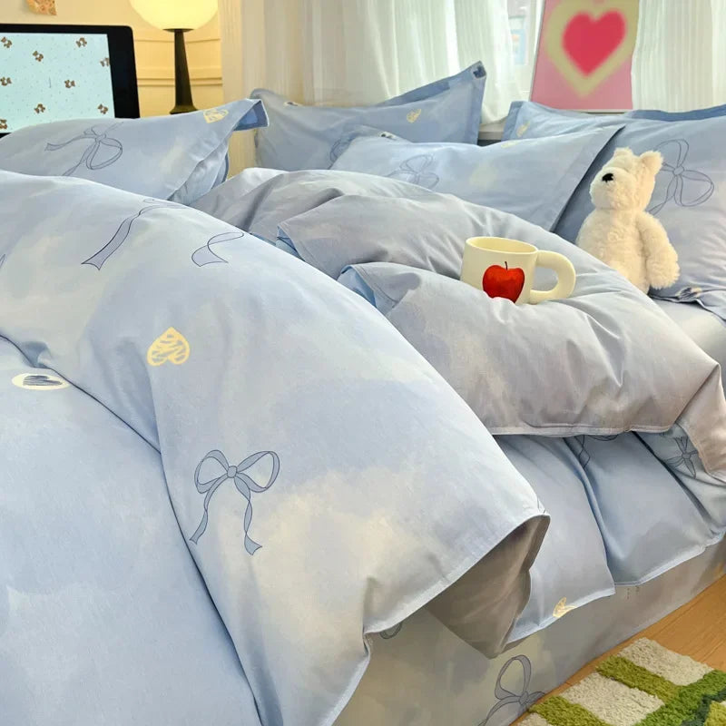 100% Cotton Printed Duvet Cover Single Piece Fresh Style Bedding Cover Soft Breathable Quilt Cover
