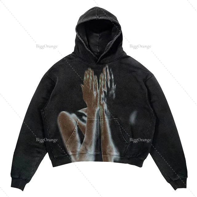 Punk Wind Ninja Printed Long-sleeved Hoodies Couples Hip-hop Street Y2k Street Loose Oversized Hoodies Harajuku Goth Top