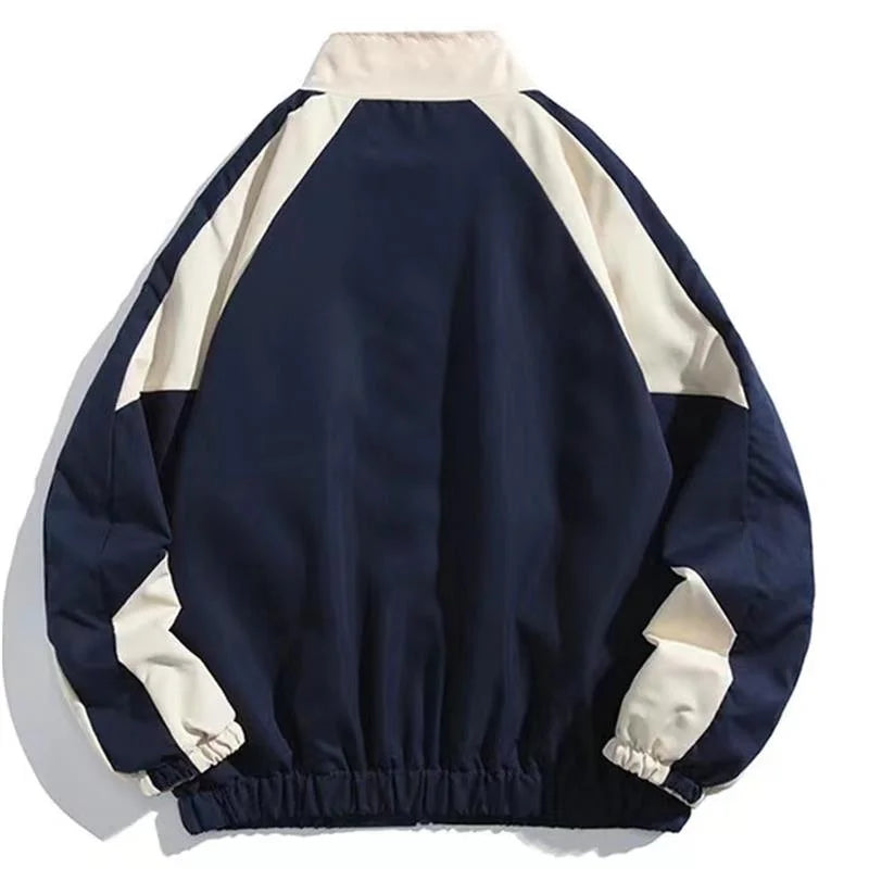 Hip Hop Varsity Jacket High Street Patchwork Color Block Windbreaker Coats Thin College Jackets