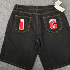 Y2k American Retro Hip-Hop Printed Denim Shorts