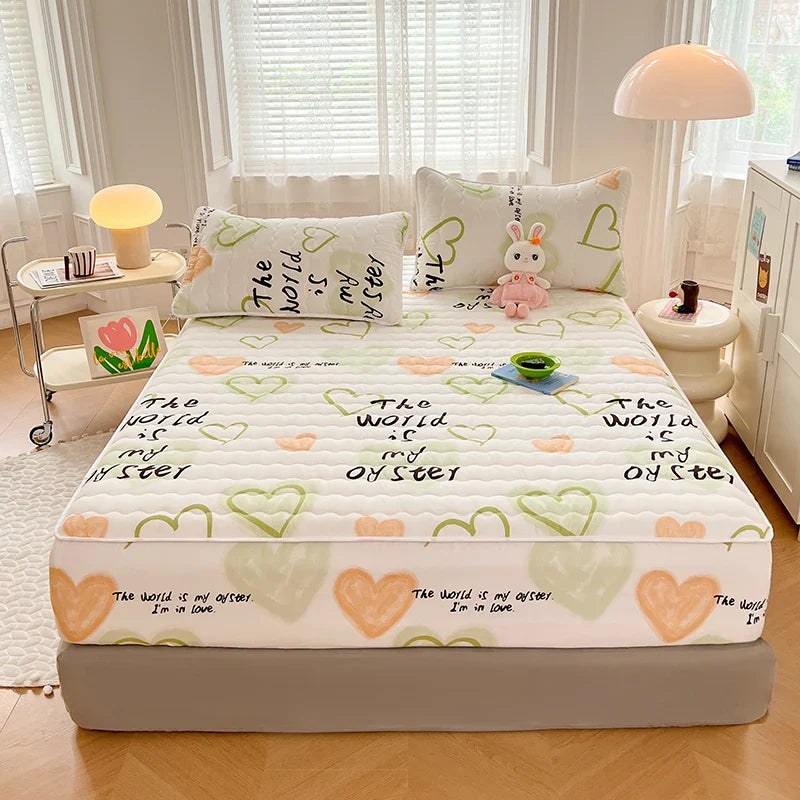 1pc Thicken Anti-mite Fitted Sheet With Elastic Band Non Slip Adjustable Mattress Cover