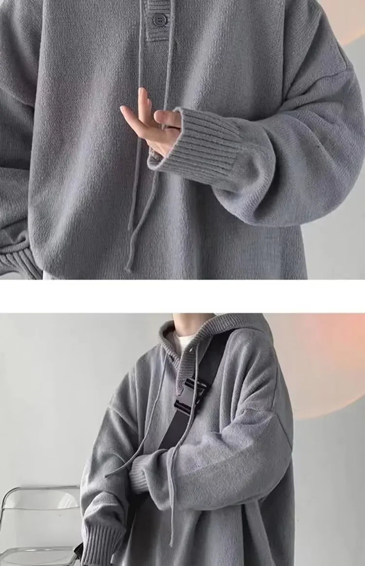 Hooded Sweater /Vintage Idle Style Versatile Knitted Top Trendy Brand Sweater Casual Wear