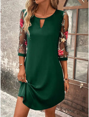 Luxury Dress Perspective Mid Sleeve Printed Round Neck Mini Skirt Party Dress