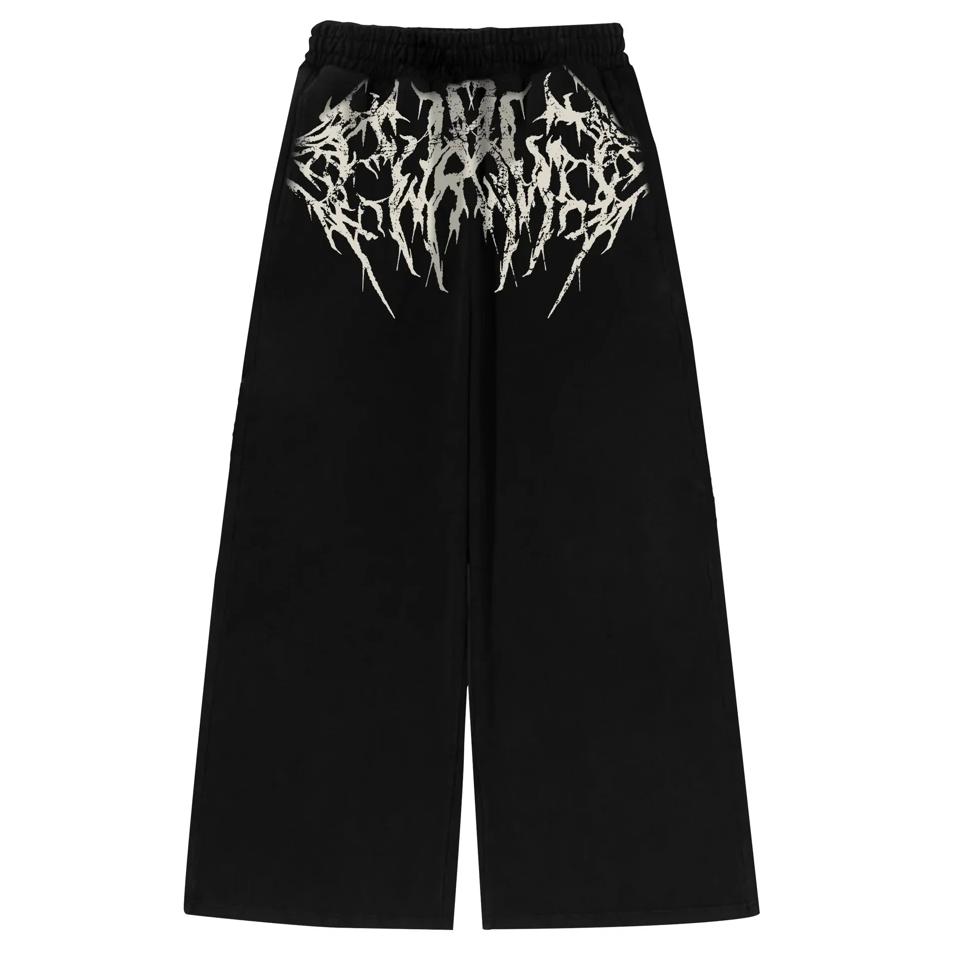 Anime Cloud Print Wide Leg Pants Streetwear Harajuku Loose Trousers with Wing Pattern Elastic Waist Casual Bottoms