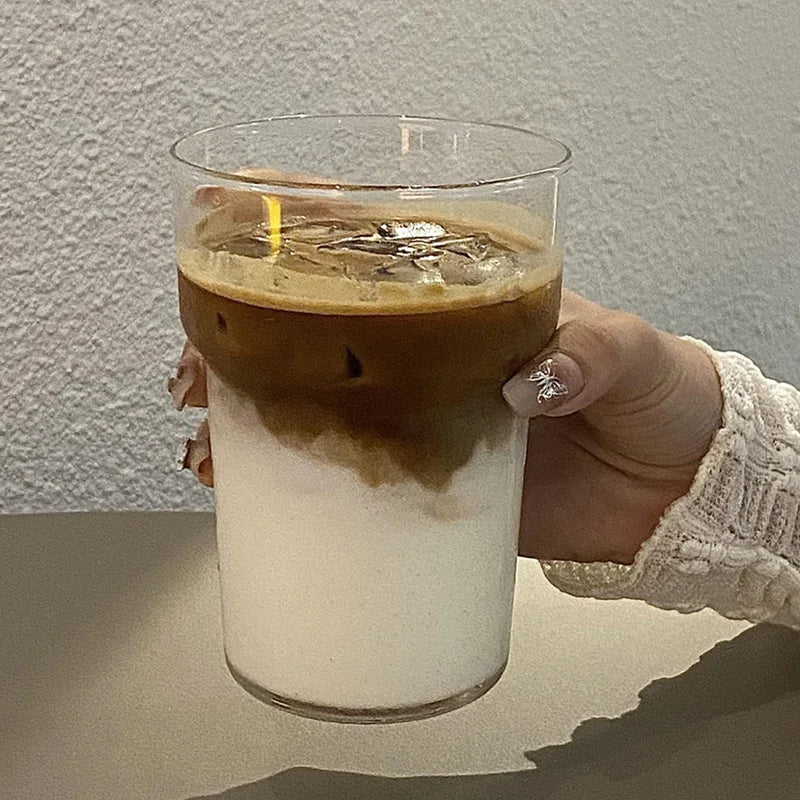 Glass Drinkware Cold Coffee Cups Latte Coffee Glass Iced Juice Milk Water Bottle