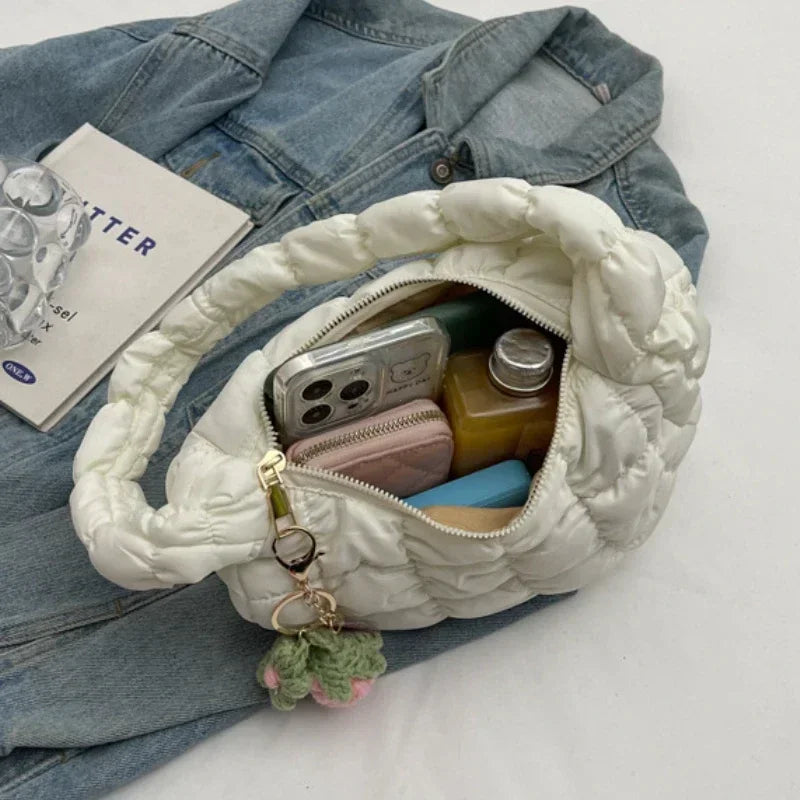 Bag Korean Version Sweet Girly Style Shoulder Bag Casual Bubble Dumpling Bag Fold Cloud Bags Exquisite