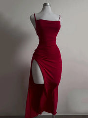 Backless Lace Up Long Dress Split Sleeveless Bodycon Party Club Evening Dresses High Street Suspender Robes