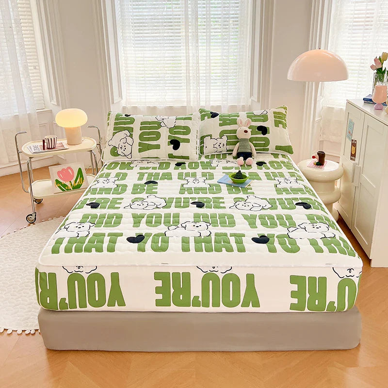 1pc Thicken Anti-mite Fitted Sheet With Elastic Band Non Slip Adjustable Mattress Cover