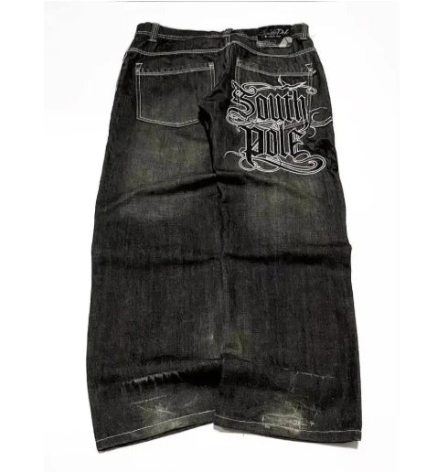 Y2K High Street Dark Gothic Unisex Jeans American Harajuku Baggy Straight Pants Hip Hop Rock Trend Wide Pants