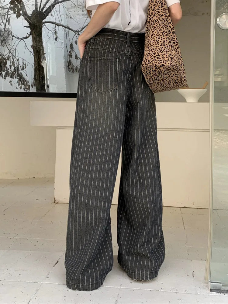 Ropa Y2K Vintage Striped Wide Leg Baggy Jeans Pants