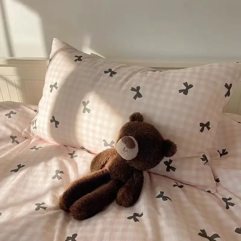 Plaid Bow Knot Pillowcase Korean Y2ks Blackpink Dakimakura Sleeping Pillows Cover Bedroom Decoration Girl Gifts