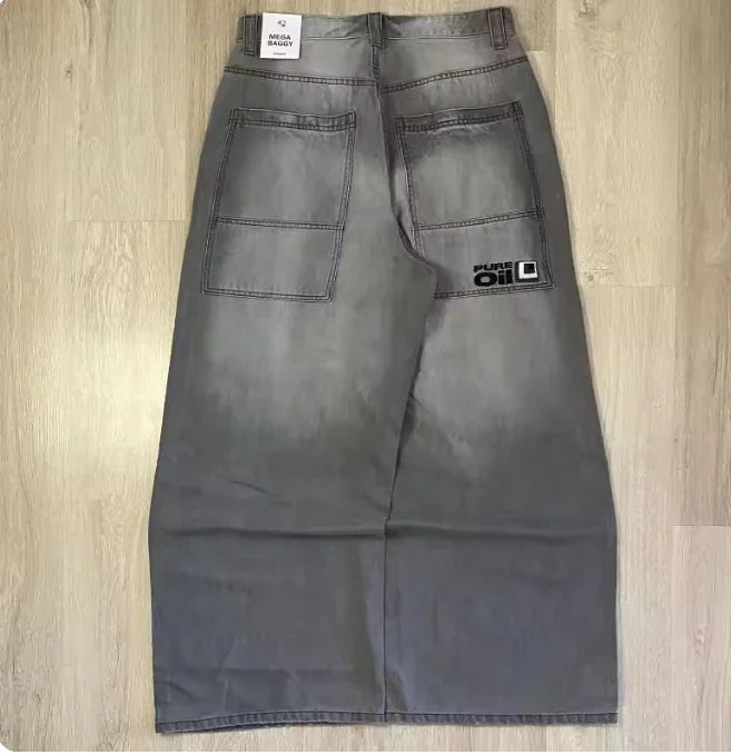 Y2K High Street Dark Gothic Unisex Jeans American Harajuku Baggy Straight Pants Hip Hop Rock Trend Wide Pants