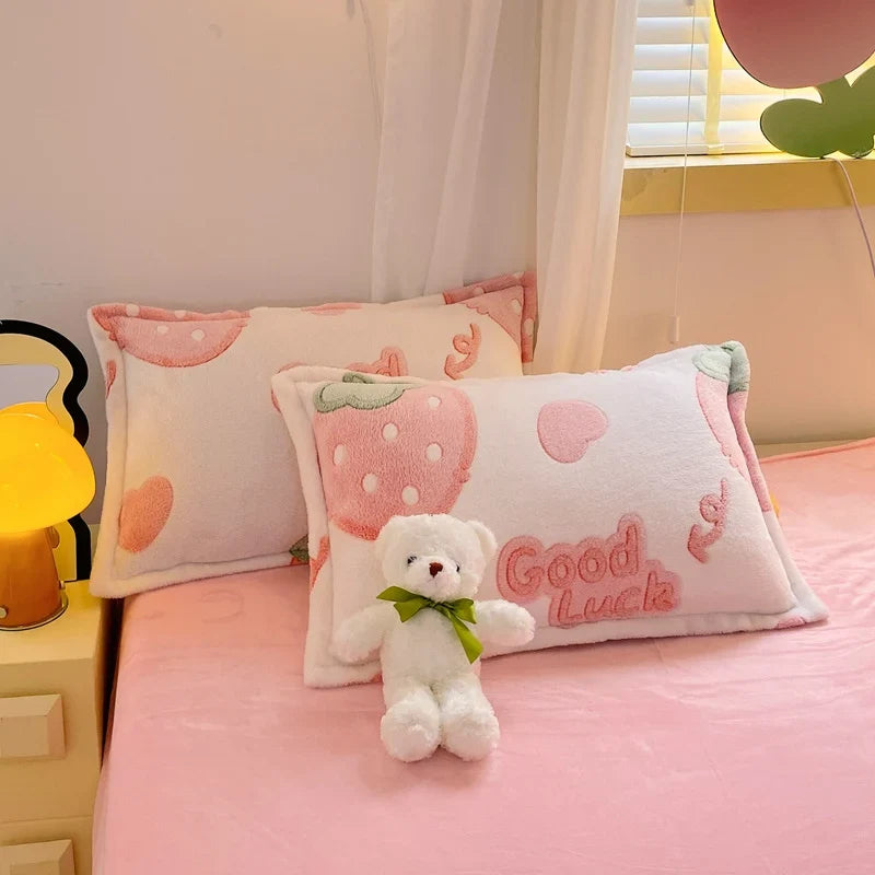 2pcs Fluffy Plush Pillowcase