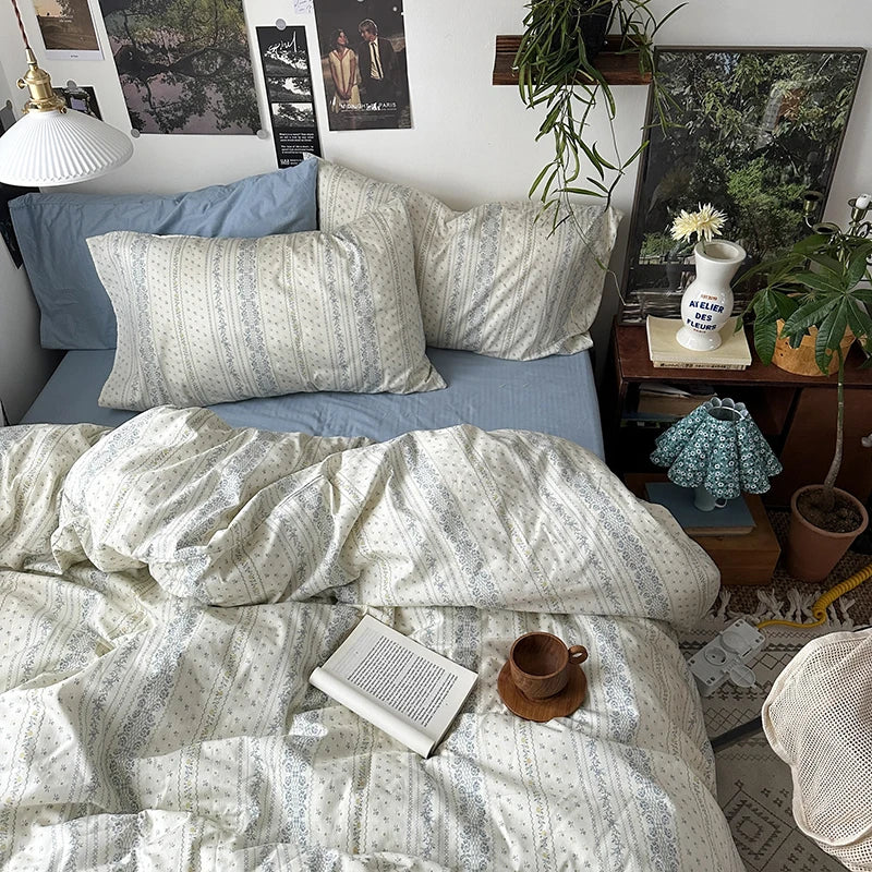 Floral Style Duvet Cover Pure Cotton Bed Cover Girls Soft Comforter Covers Set with Pillowcase이불커버 King Size Quilt Cover Set