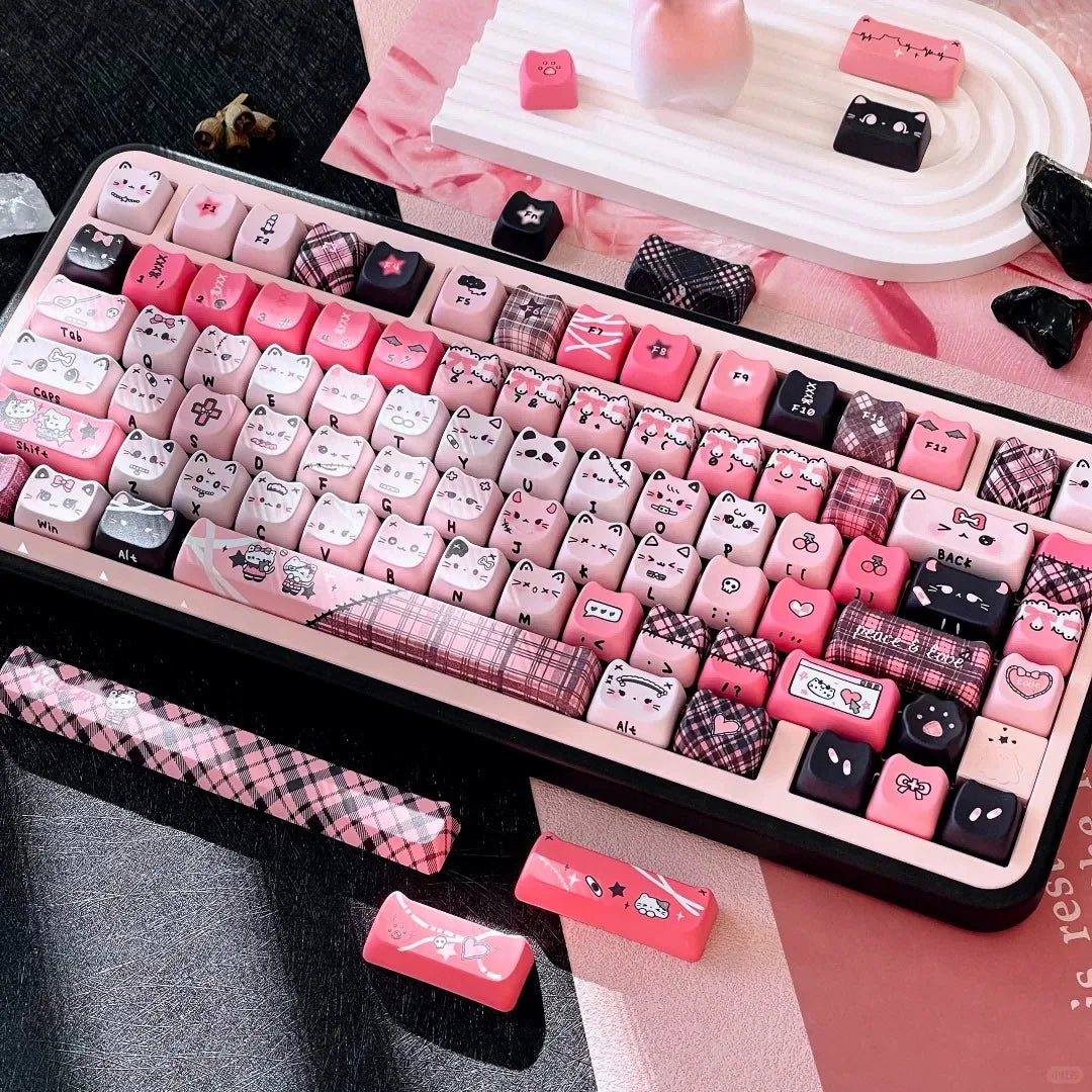 142 Keys Customized Gift Cute Cat keycaps MAO Keycaps Square Thermal Sublimation Mechanical Keyboard 2.25 U 2.75U
