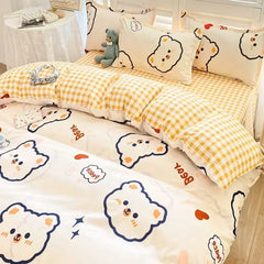 Pink Light Blue Checkered Striped Duvet Cover with Multiple Patterns 200X230cm Soft Duvet Cover Suitable